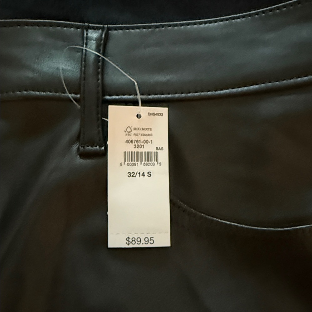 NWT GAP High Rise Vegan Leather '70s Flare Pants, size 14S - Picture 4 of 7